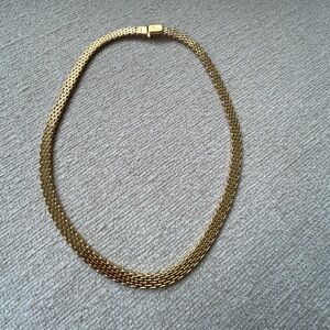 Vintage Monet Gold plated mech flat snake chain design choker